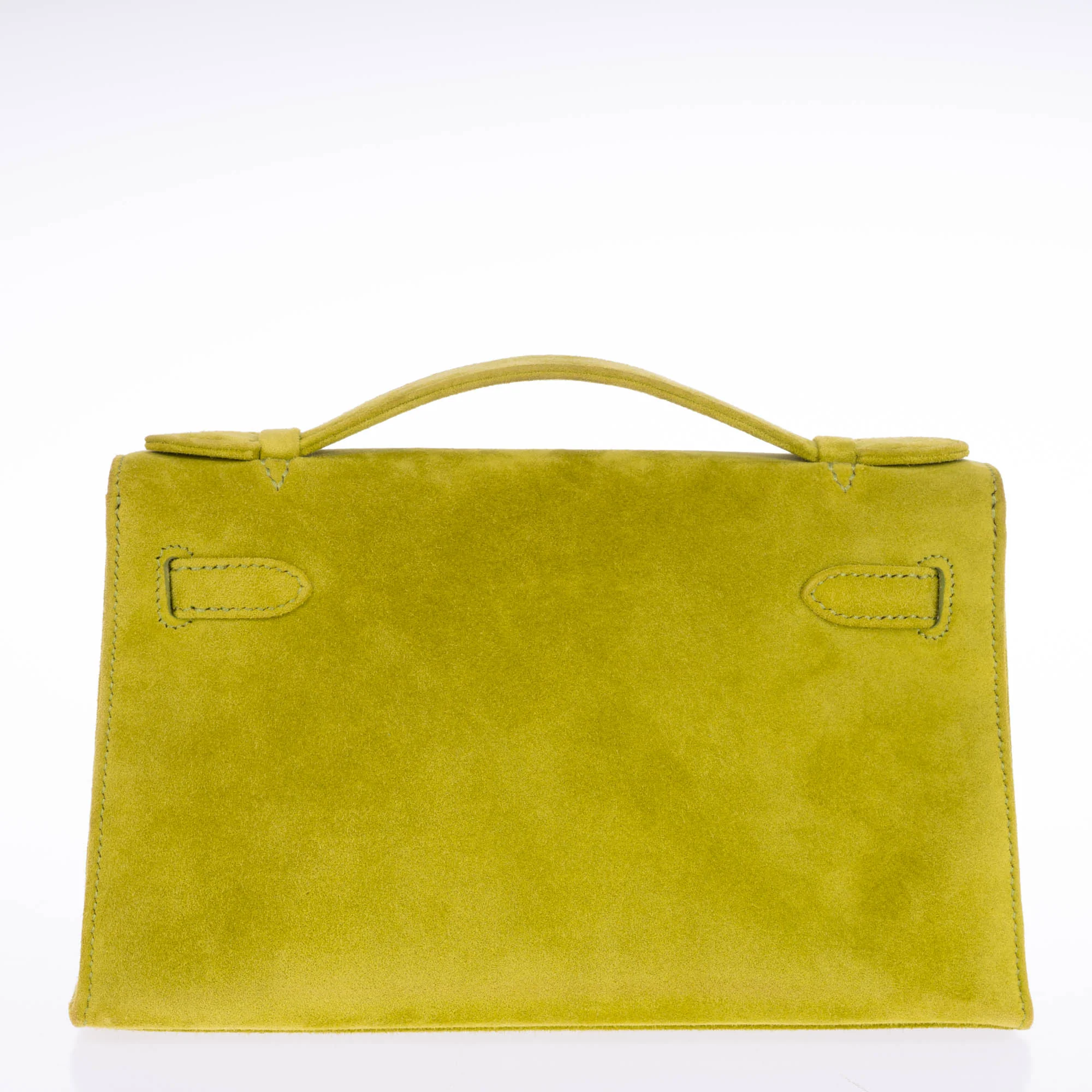 Hermès Kelly Pochette Vert Anis Veau Doblis Suede Palladium Hardware