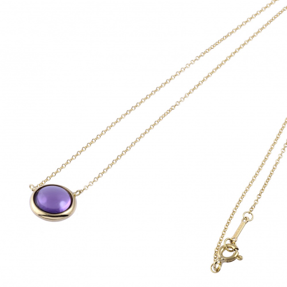 Tiffany & Co. Paloma Picasso Olive Necklace 18K Yellow Gold Amethyst