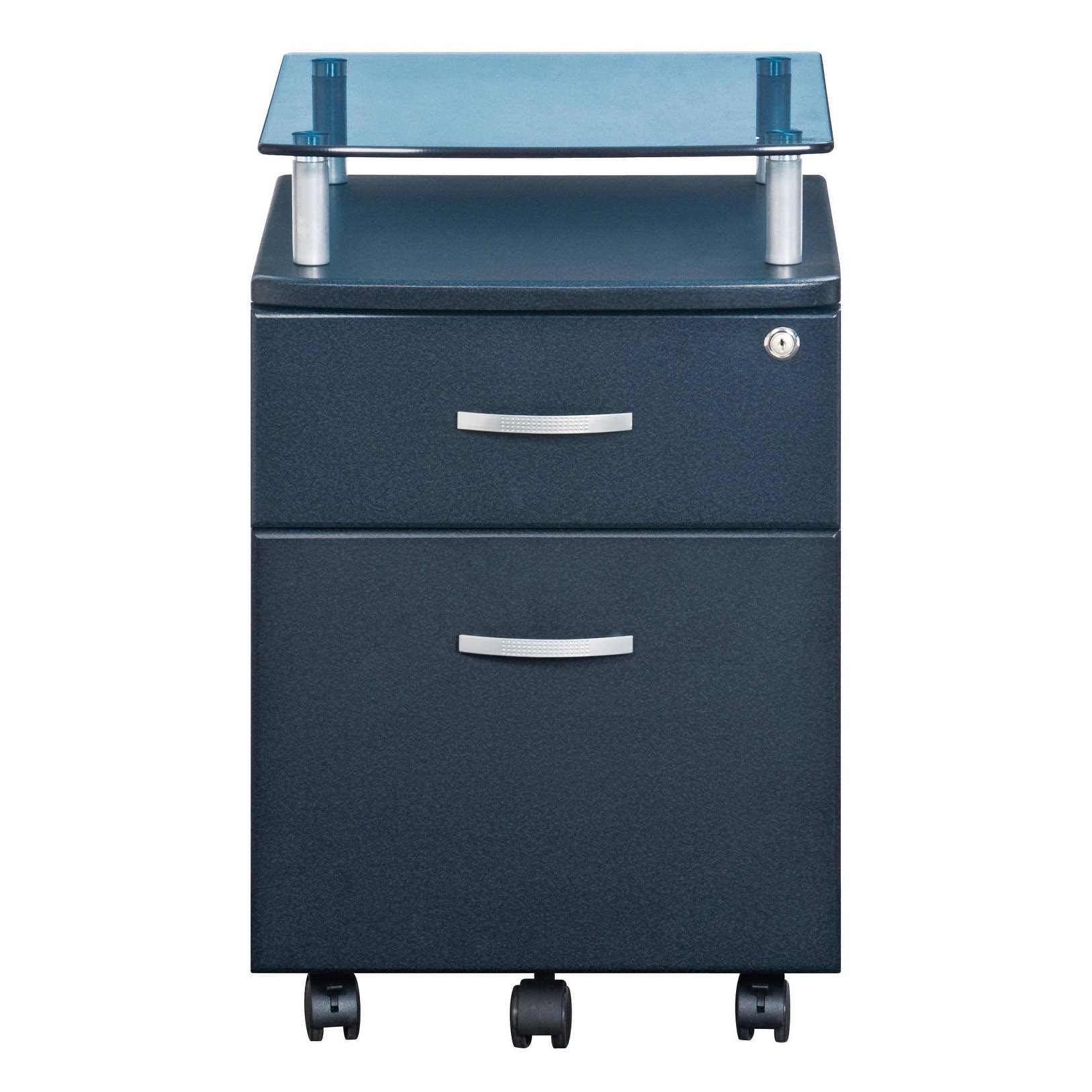 GZMR Rolling Graphite File Cabinet with Glass Top - Letter