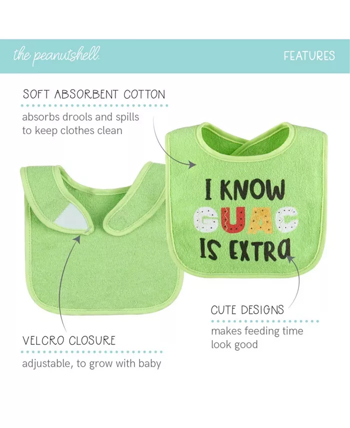 The Peanutshell Baby Girl Terry Bibs, 18 Pack for Feeding, Teething, or Drooling, Neutral Foods Pastel Girl