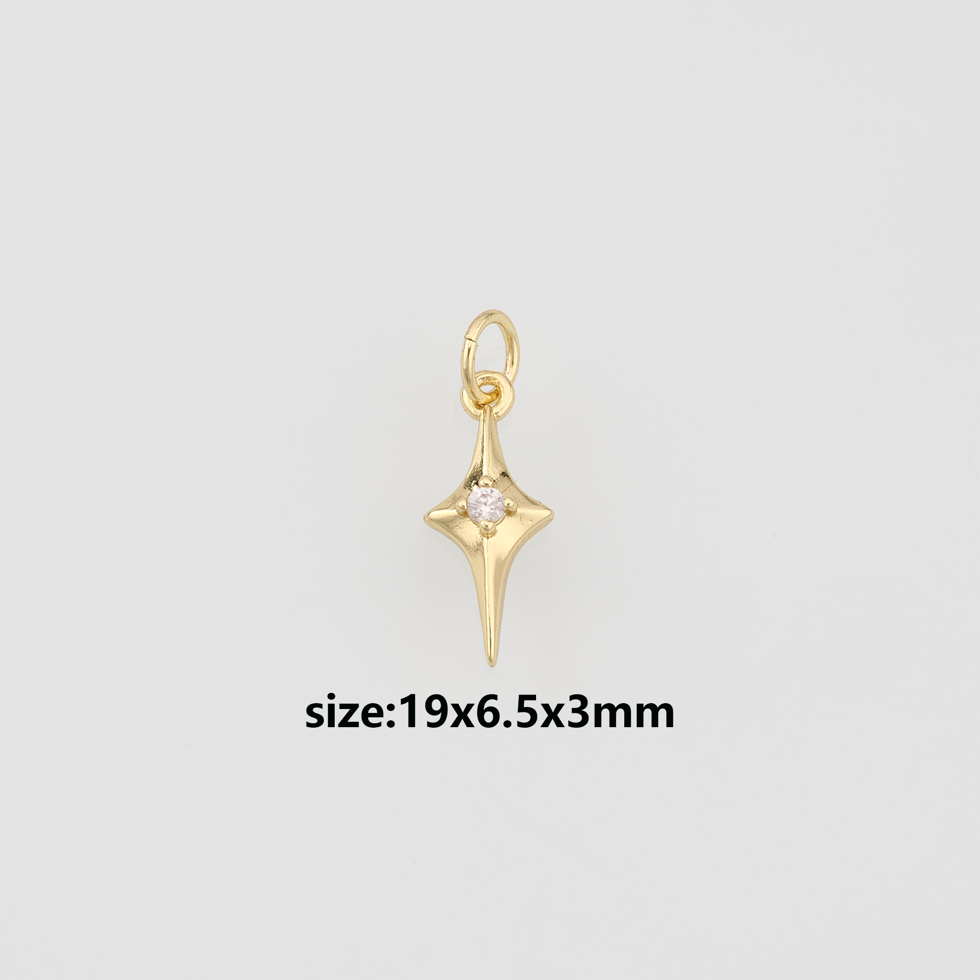 18K Gold Filled North Star Pendant,CZ Micro Pave Celestial Charm Earrings Necklace for DIY Jewelry Making Supply