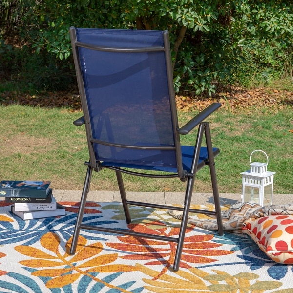 9Piece Patio Dining Set,Metal Table and Foldable Sling Dining Chairs with 7 Levels Adjustable