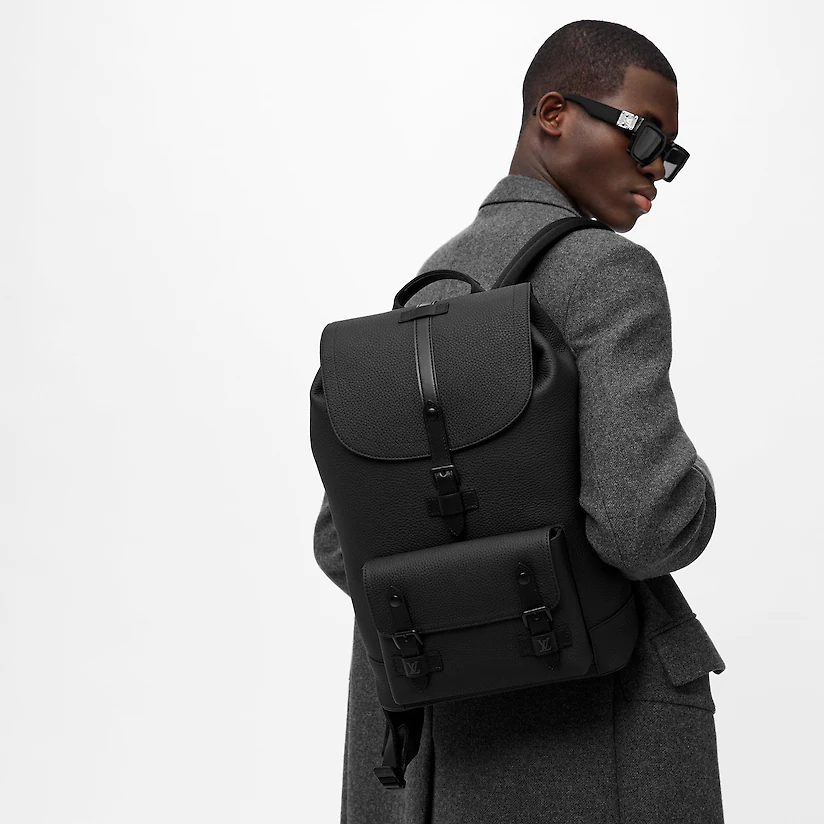 Louis Vuitton Christopher Slim Backpack Rucksack Taurillon Leather Black 40Cm M58644 For Men