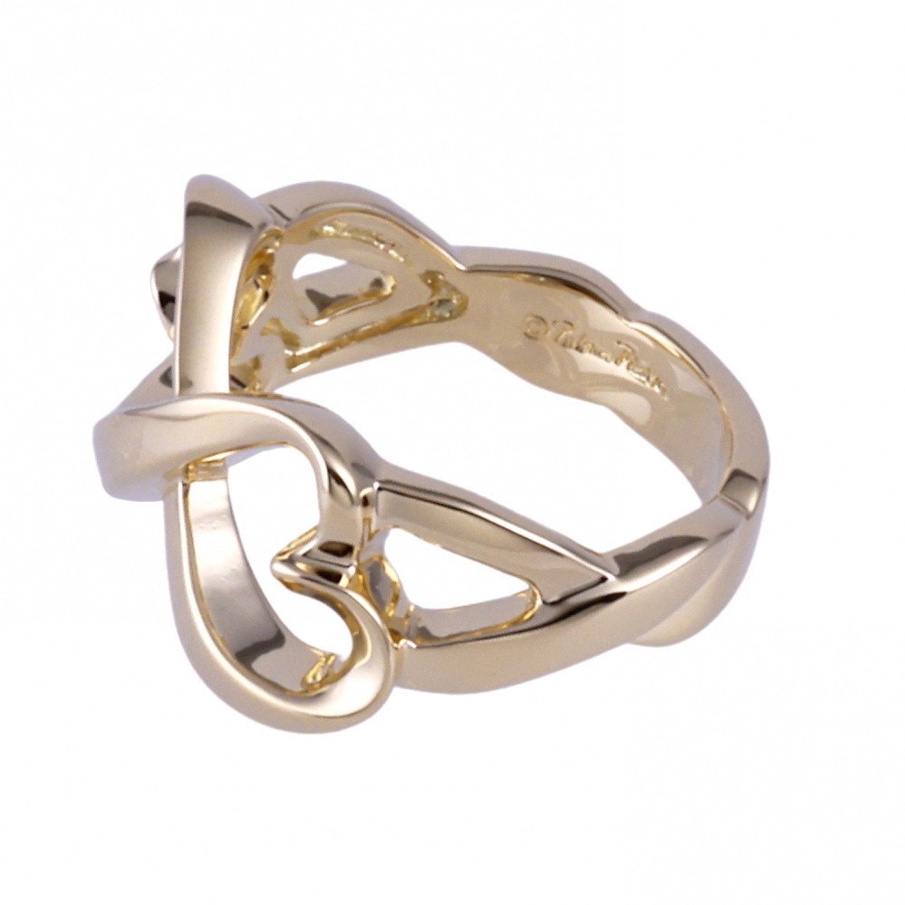 Tiffany & Co. Paloma Picasso Double Rubbing Heart Ring 18K Yellow Gold