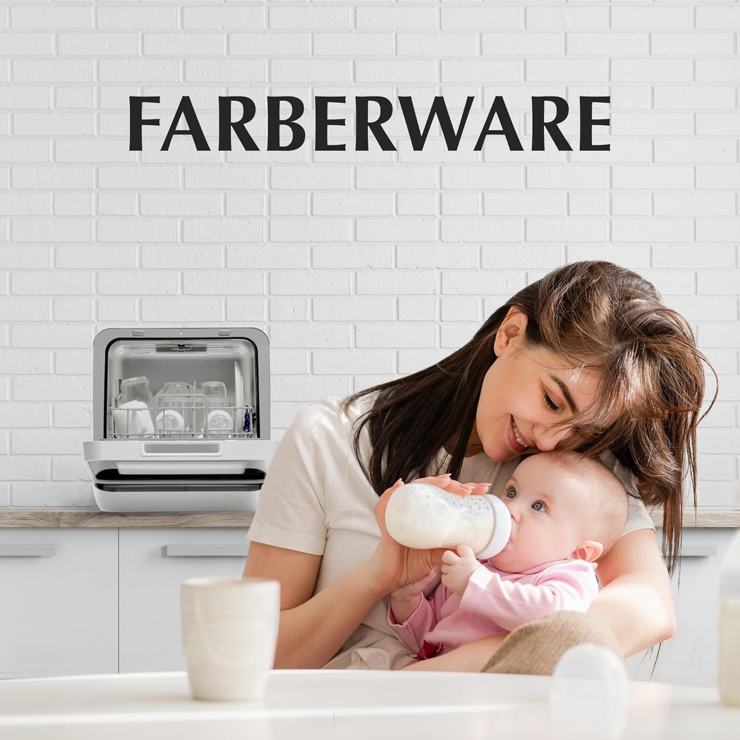 Portable Countertop Dishwasher with 5-Liter Built-in Water Tank – 5-Program System for Home, RV, and Apartment – Wash Dishes, Glass, and Baby Products