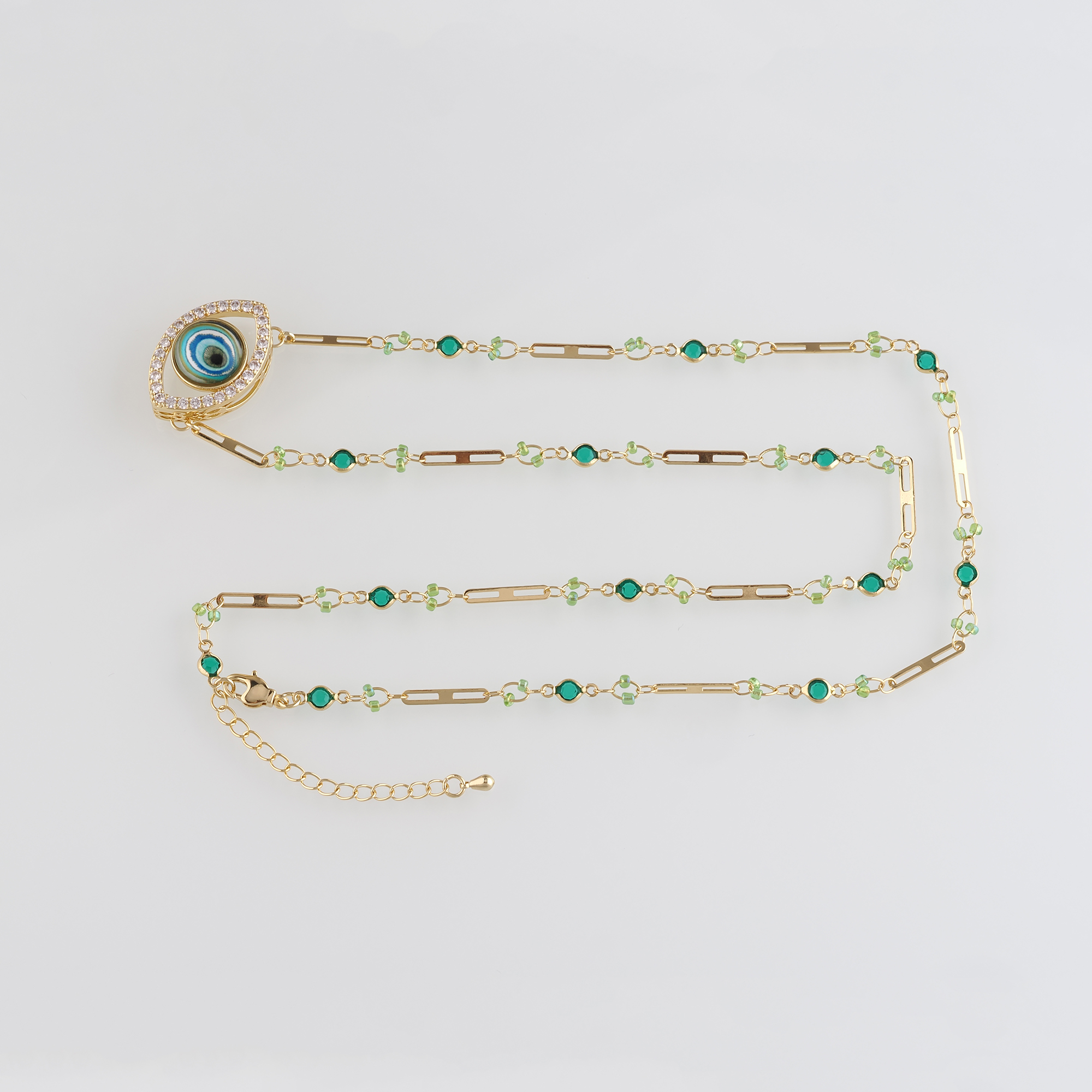 18K Gold Filled Evil Eye Link Necklace,Cable Chain,Minimalist Necklace,Evil Eye Chain Necklace,Adjustable Necklace