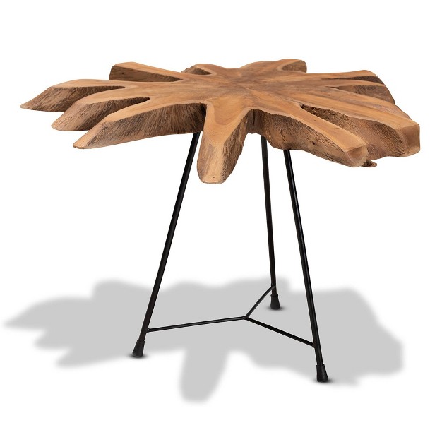 Merci End Table With Teak Tree Trunk Tabletop Natural brown Bali amp Pari