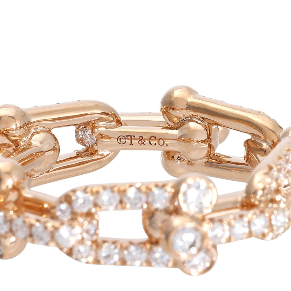 Tiffany & Co. Hardware Link Ring 18K Rose Gold Diamond 72670515