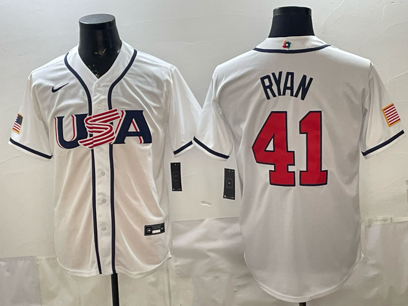 Men's USA Baseball Joe Ryan #41 White 2026 World Baseball Classic Stadium Jersey