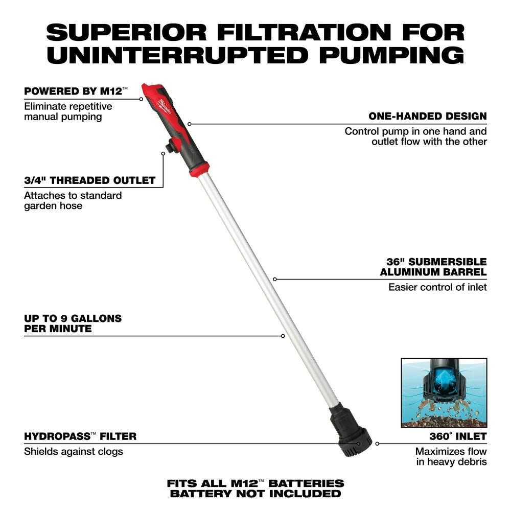 Milwaukee M12 Stick Transfer Pump 2579-20