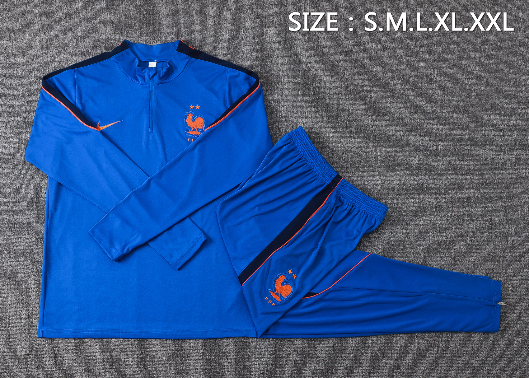France 26/27 Half Zipper Training Suit - Blue 3