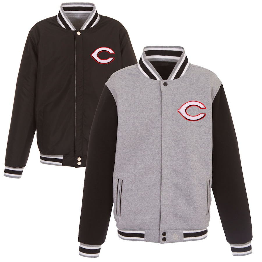 Men's Cincinnati Reds Royal JH Design Reversible Fleece Full-Snap Jacket