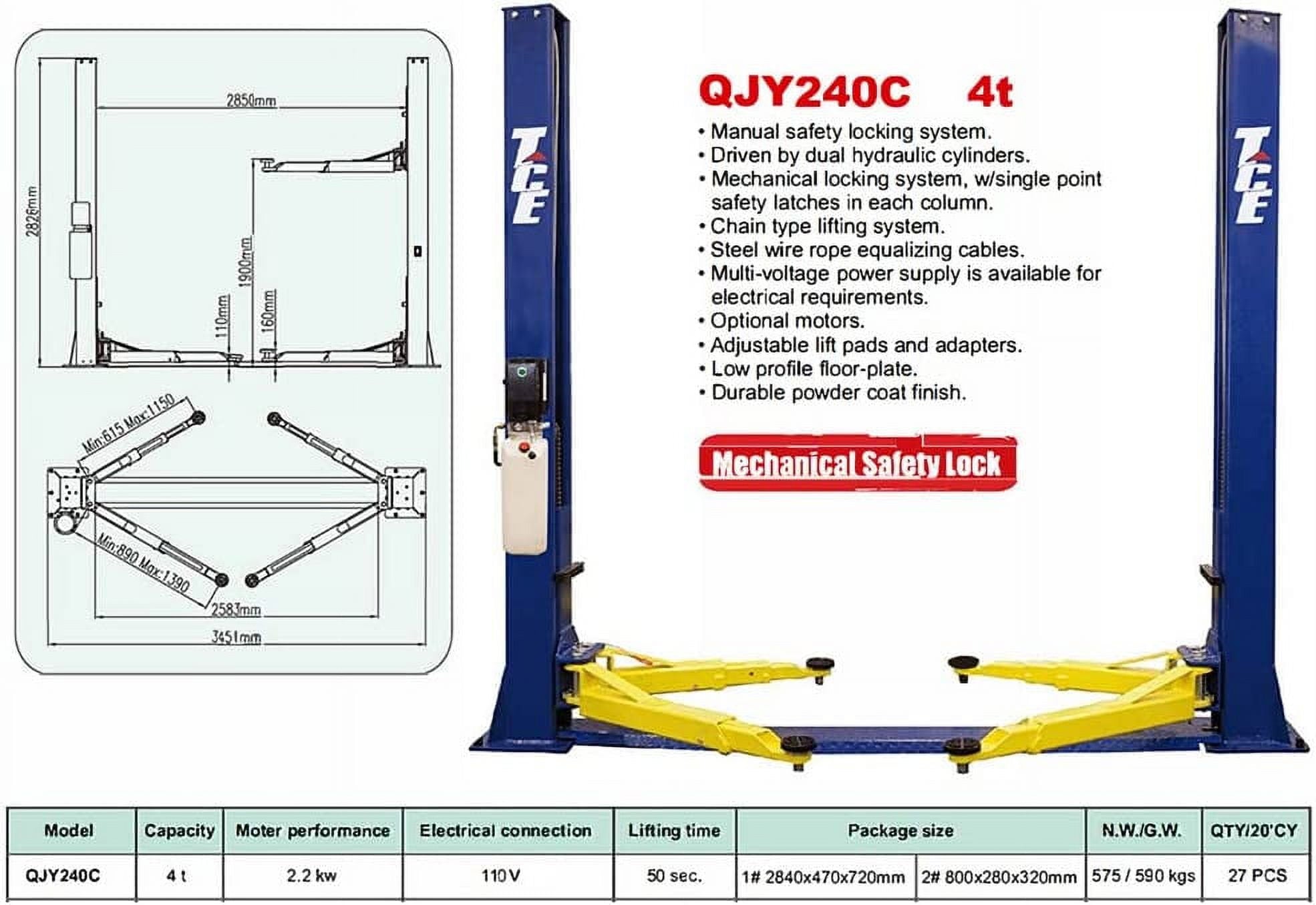 HPDAVV 9,000 LB Two Post Lift Car Auto Truck Hoist - Auto Car Lift - Adiustable Lift Pads and Adapters