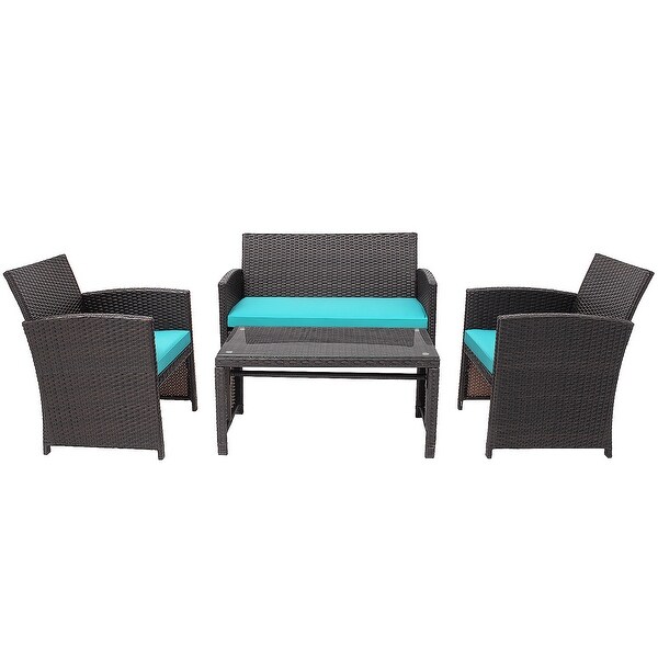 Costway 8PCS Patio Rattan Furniture Set Cushioned Chair Sofa Coffee