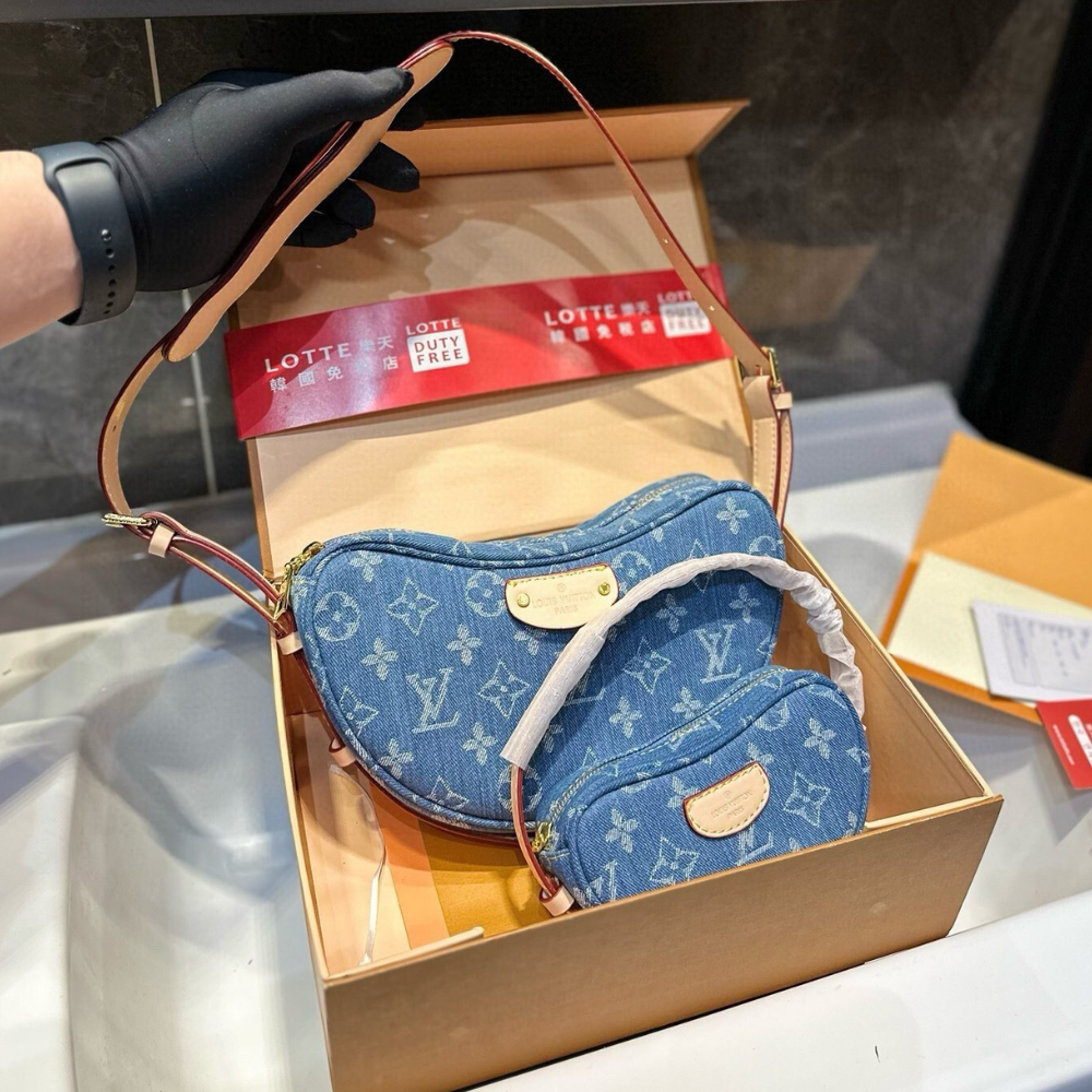 Louis Vuitton Croissant MM Denim Blue 9.8 Inches
