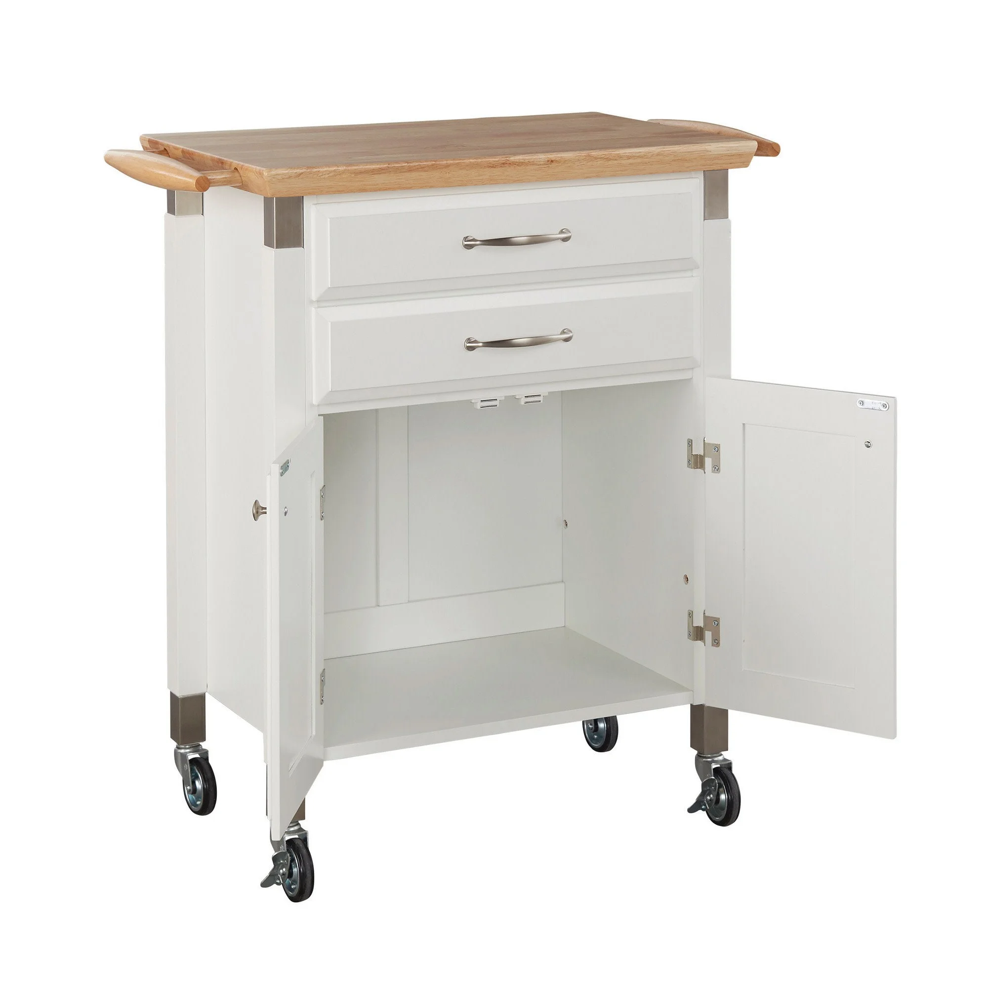 Homestyles Dolly Madison Wood Rolling Kitchen Cart in Off White