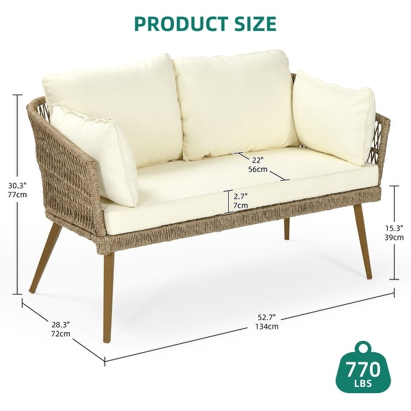 Moasis Wicker Patio Loveseat with Cushion