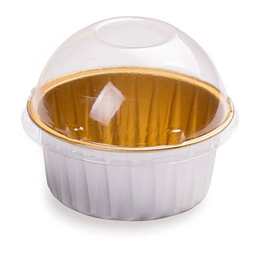 Foil Baking Cup 4.2 Ounces with Lid Inner Gold 100 Count Box