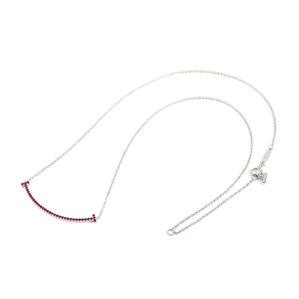 Tiffany & Co. Tiffany T Smile Necklace 18K White Gold Ruby 60698082