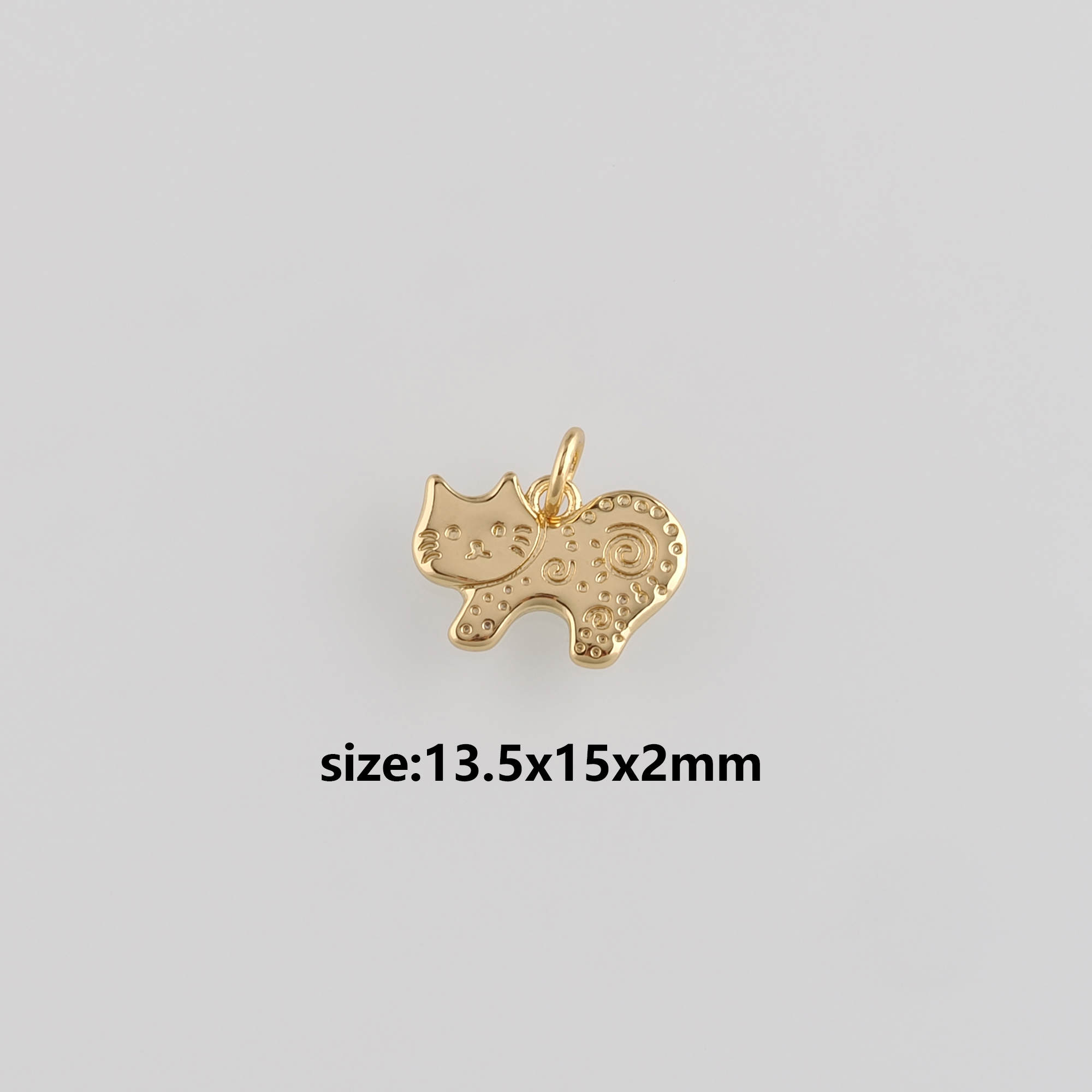 18K Gold Filled Cat Pendant,Animal Charm,Cat Earrings Necklace for DIY Jewelry Making Supply