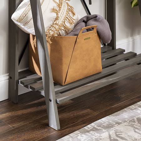 Walker Edison 68x22 Solid Wood Angled Hall Tree - Grey