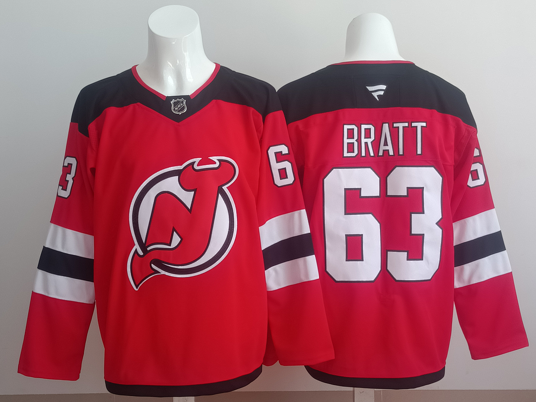 Men's New Jersey Devils Jesper Bratt #63 Red Player Game Jersey
