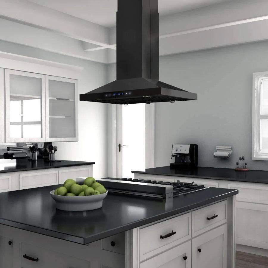 ZLINE 30 in. Island Mount Range Hood in Black Stainless Steel (BSGL2i-30)