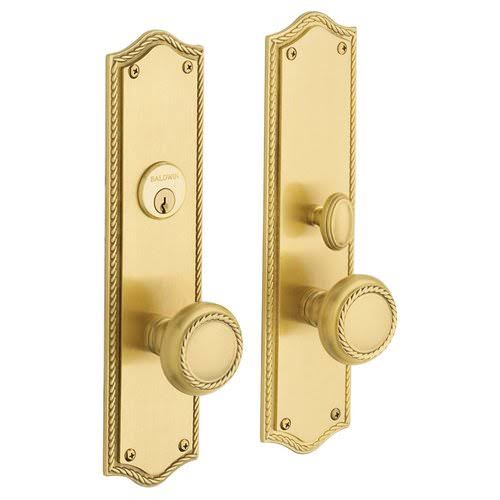 Baldwin 6554.FD Barclay Dummy Handleset Trim Set Satin Brass and Brown