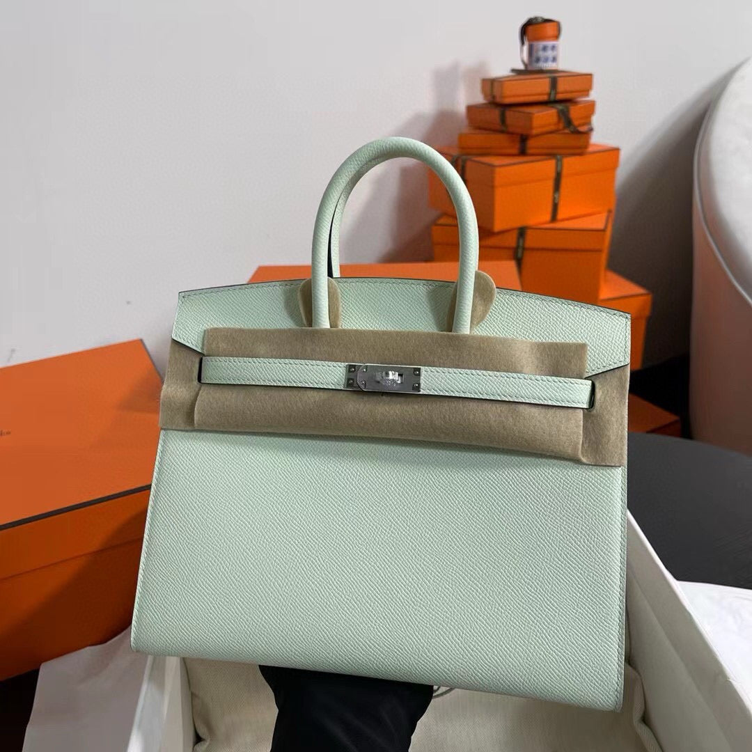 Hermes Birkin 25Cm Vert Fizz Togo Leather Silver Hardware