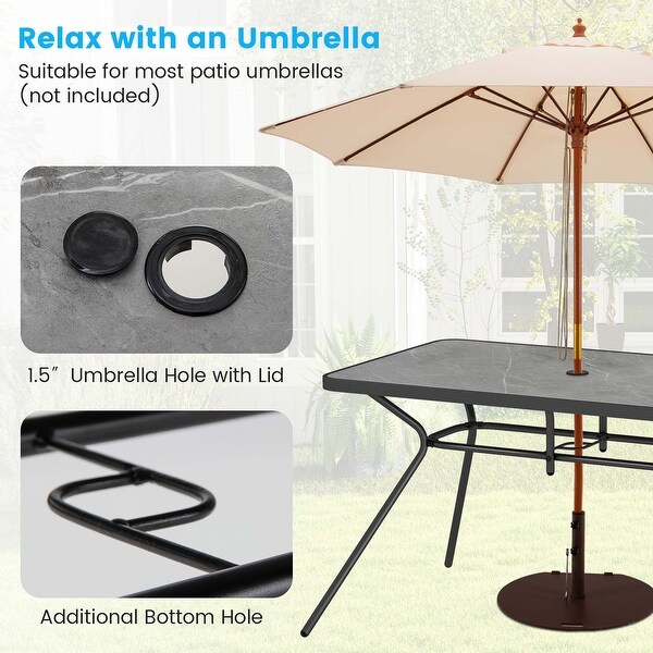Costway Patio Rectangle Dining Table 49'' x 29.5'' MarbleLike