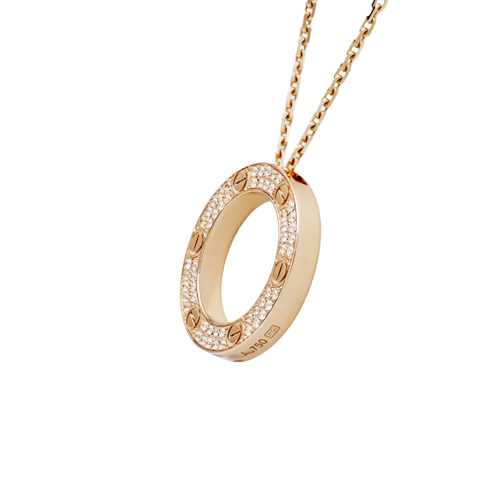 Cartier Love Pavé Setting Necklace 18K Rose Gold Diamond B7224527