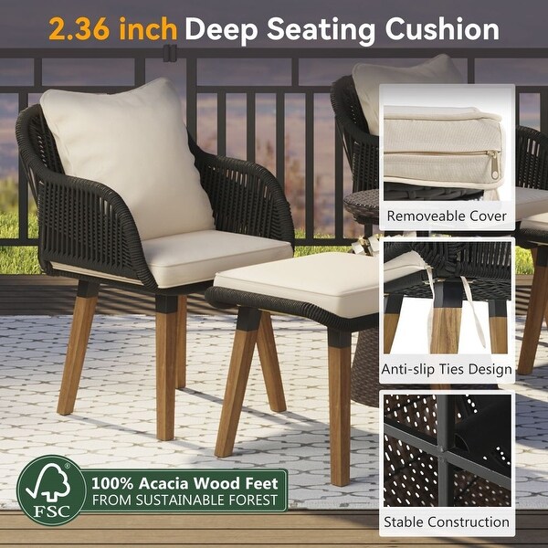 5 Pieces Patio Furniture Chair Sets,Patio Conversation Set