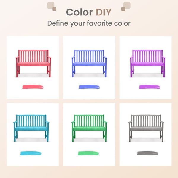 2Seat Patio Wood Bench with Cozy Armrests and Backrest