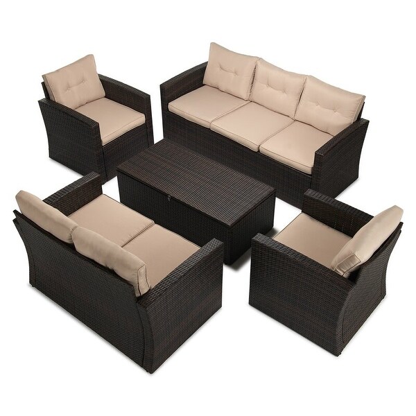 5piece Wicker Patio Conversation Furniture Set