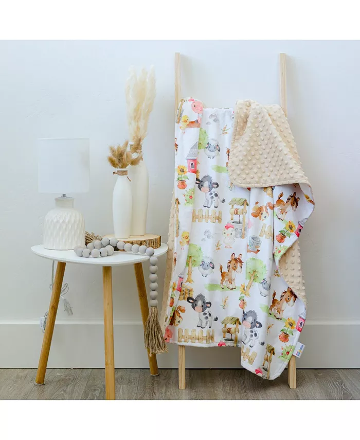 Honey Lemonade Premium Baby and Toddler Minky Blanket - Farm Animals