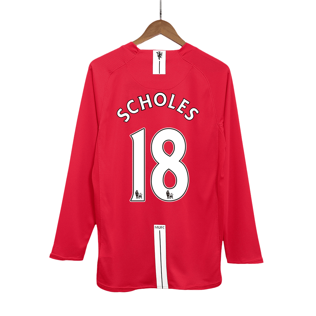 Retro Soccer Jersey SCHOLES #18 Manchester United Home Long Sleeve 2007/08