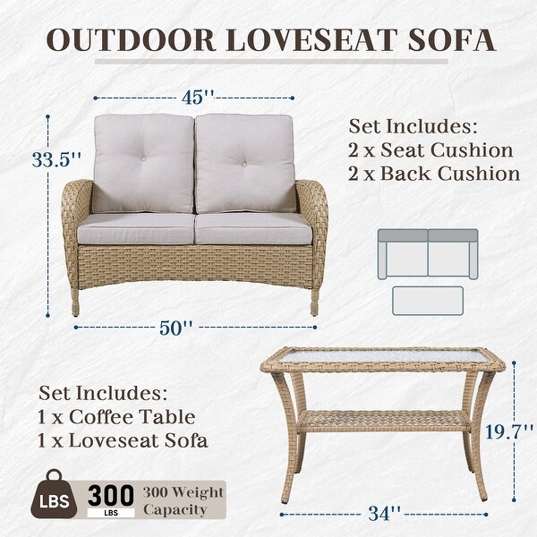 Patio Furniture Wicker Loveseat Sofa