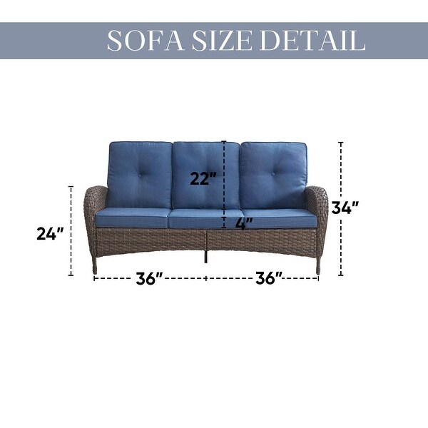 Patio Wicker Sofa Swivel Chair Set of 8