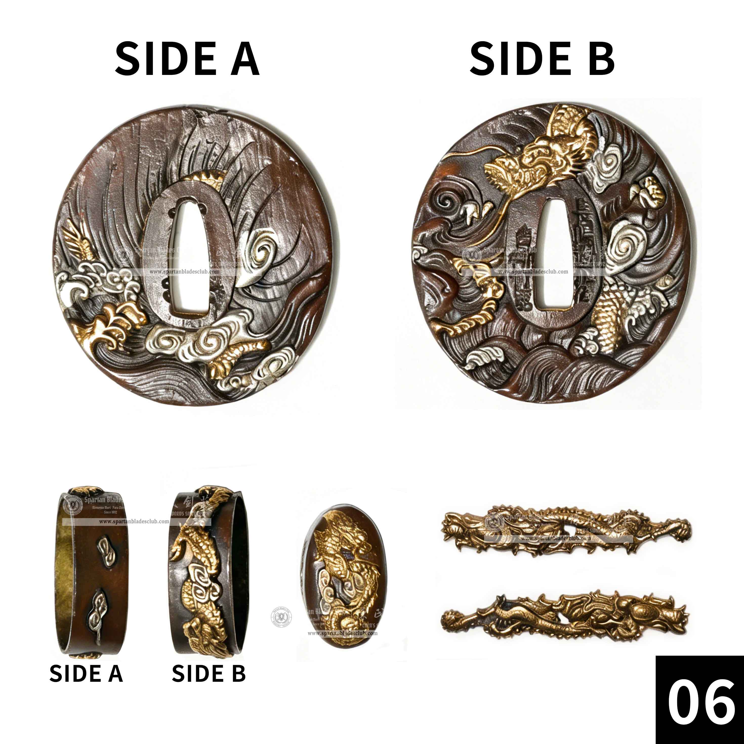 Custom Your Katana | Loong（Chinese Dragon） | Complete Set Fittings (Brass Gilded) | Spartan Blades Club | CHEN'S SWORDS 1892 - Spartan Blades Club - 陳氏劍莊1892