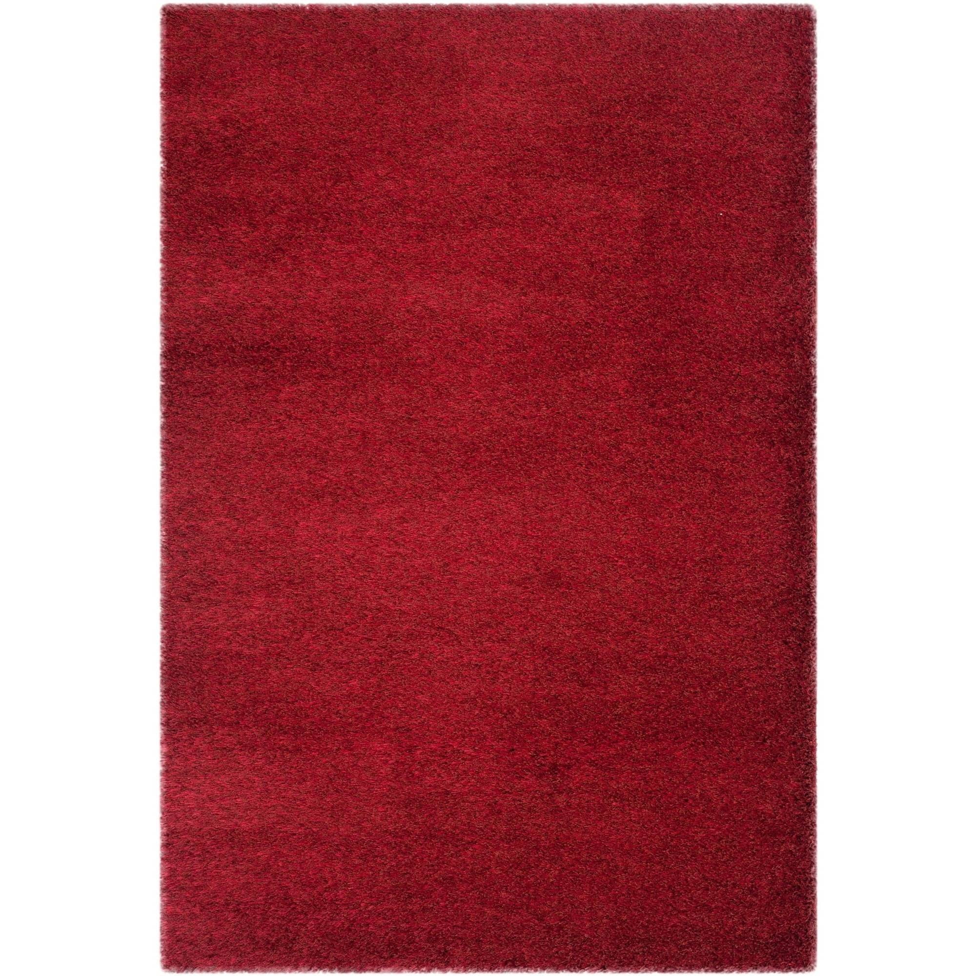 SAFAVIEH Charlotte Solid Plush Shag Area Rug, Red, 5'1