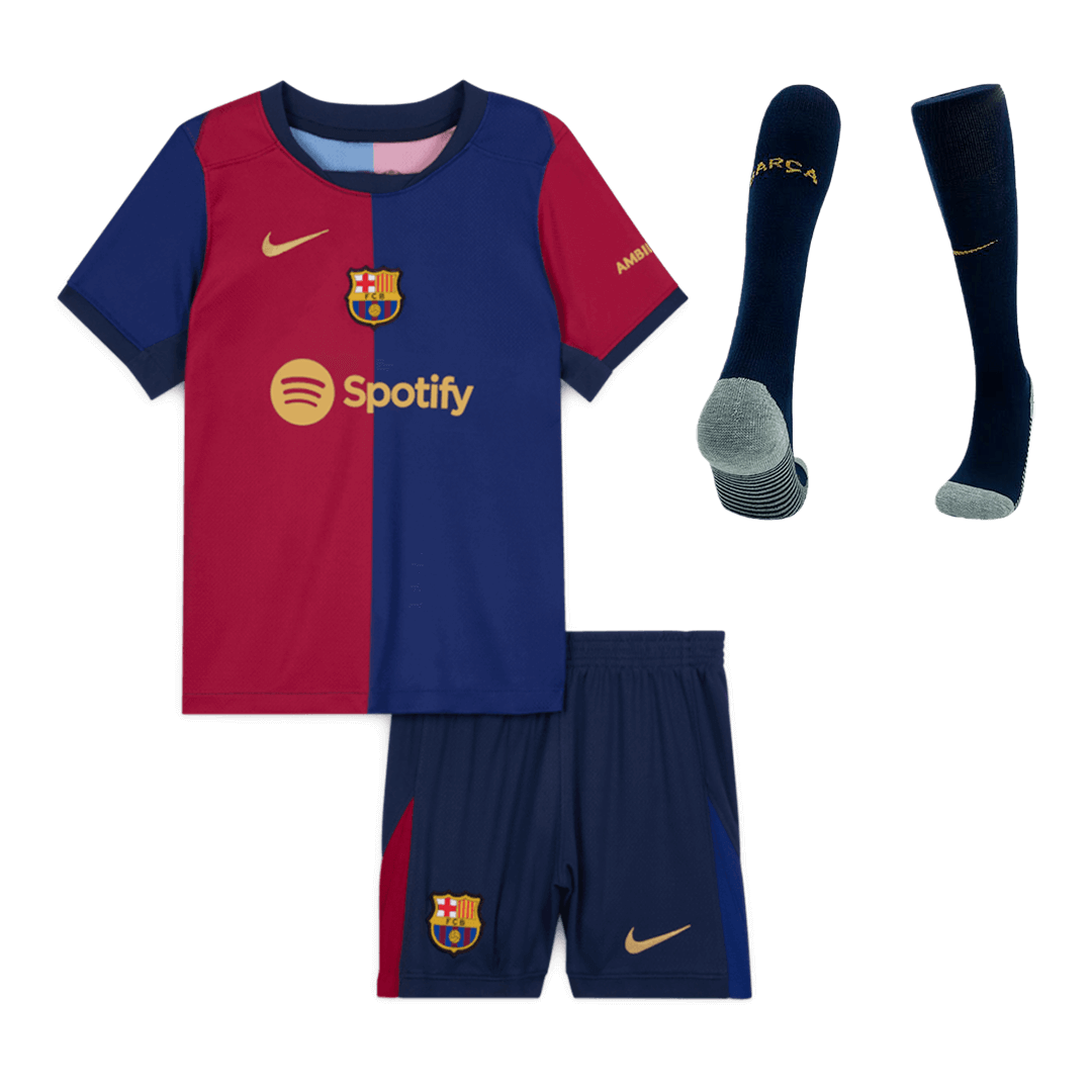 Barcelona Home Kids Soccer Jerseys Full Kit