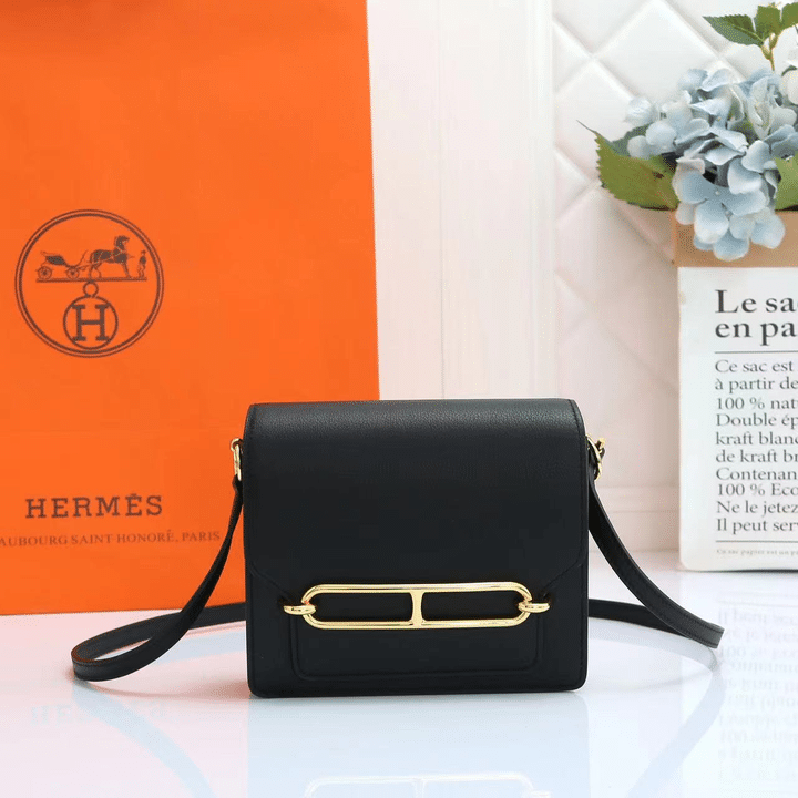 Hermes Shiny Alligator Mini Roulis Permabrass Hardware Black 18Cm