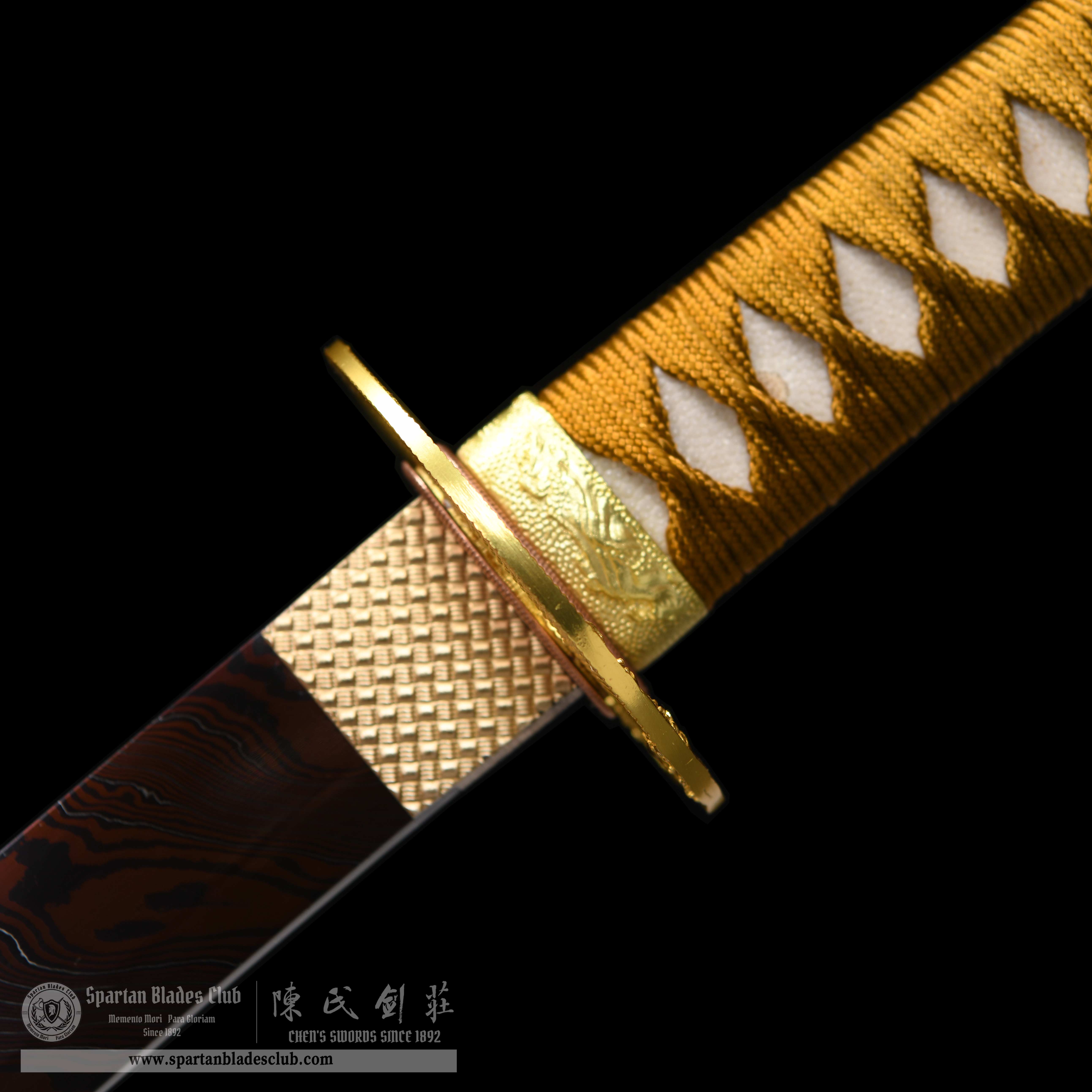 HY168 | Cangloong | Katana | Damascus Steel | Heat-Colored Reddish Brown | Loong（Chinese dragon）| golden | Battle-Ready | Full-tang | Spartan Blades Club | CHEN'S SWORDS 1892 - Spartan Blades Club - 陳氏劍莊1892