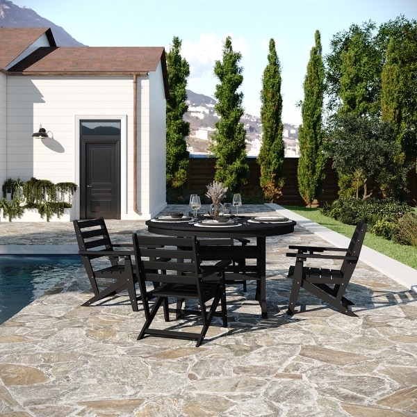 Commercial All Weather Adirondack Table and 4 Chairs with Cupholders