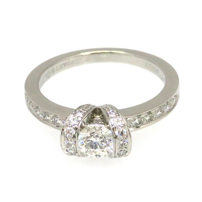 Tiffany & Co. Tiffany Platinum 950 Ribbon Diamond Ring PT950 Ring H