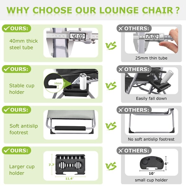 33In Patio Reclining Chaise Lounge with Removable Cushion