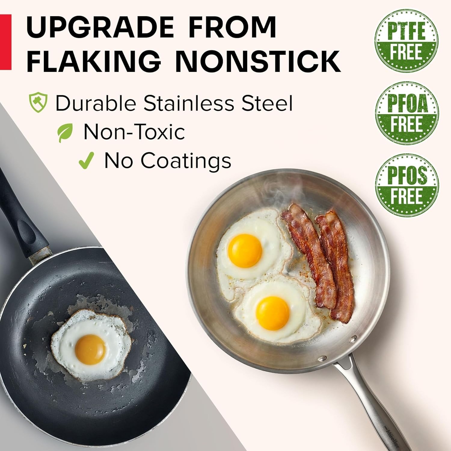 17-Piece Tri-Ply Stainless Steel Cookware Set Induction Ready Oven Safe 360°F Silver