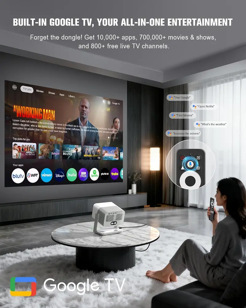 VOPLLS Bluetooth & WiFi Smart Projector – Outdoor-Friendly with Dolby Audio and Auto Focus