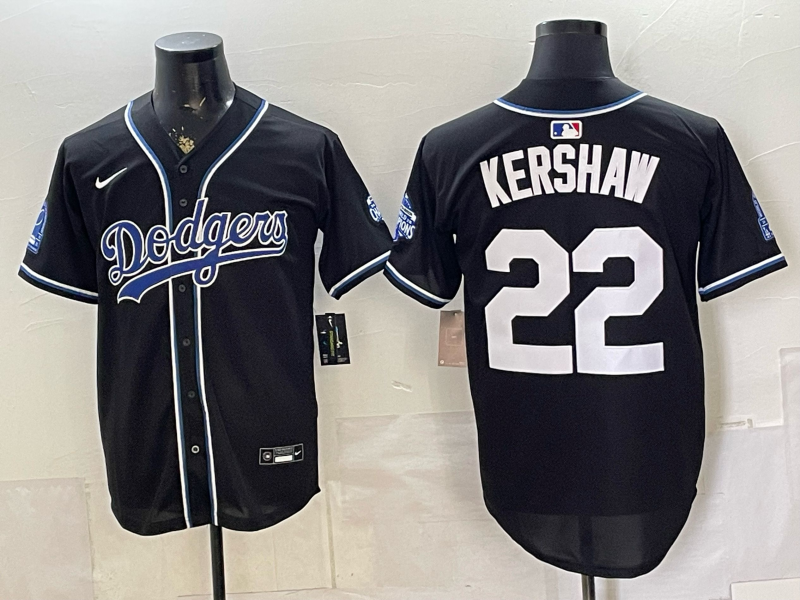 Men's Los Angeles Dodgers Clayton Kershaw #22 Black Game Player Jersey
