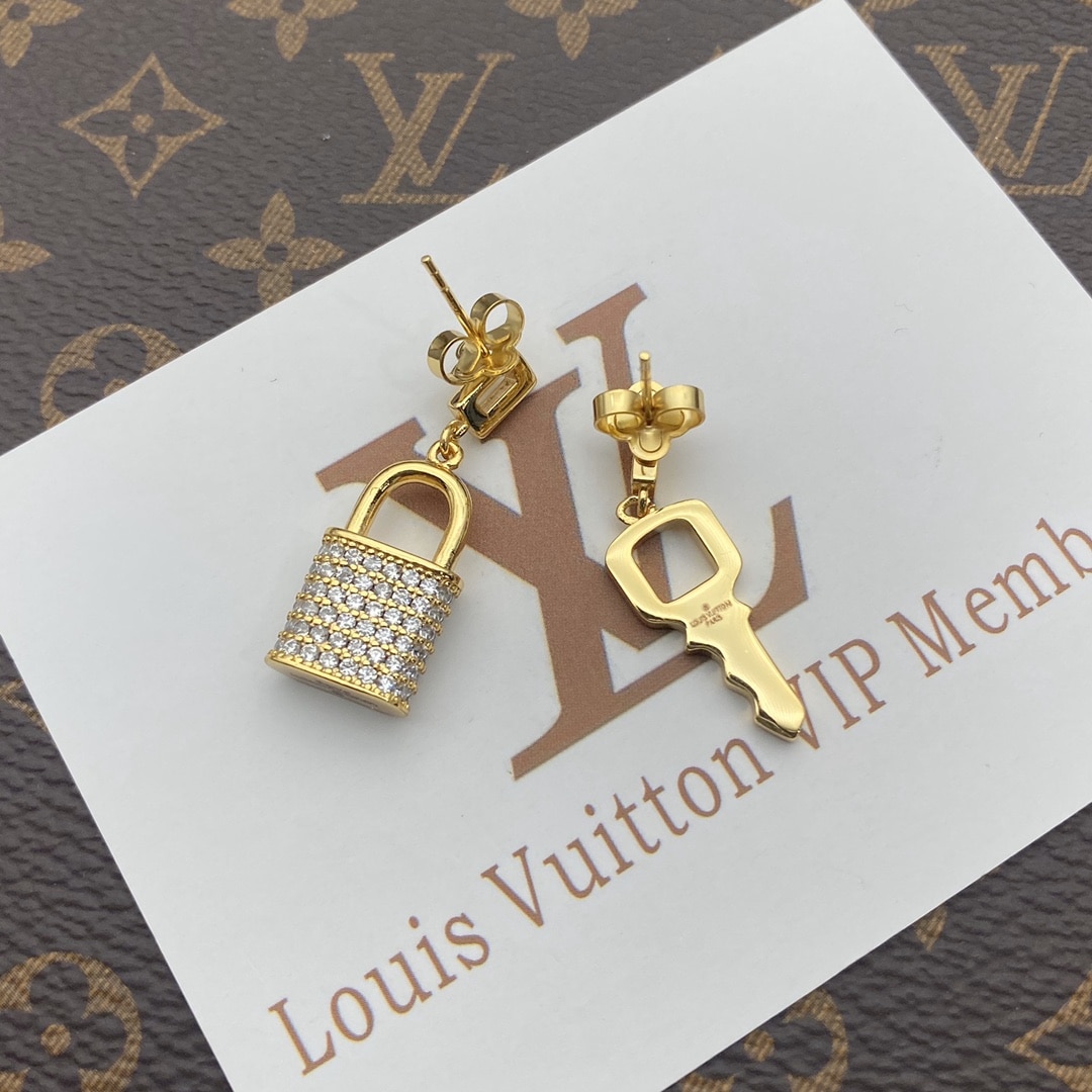 Louis Vuitton Gold Lock And Key Earrings
